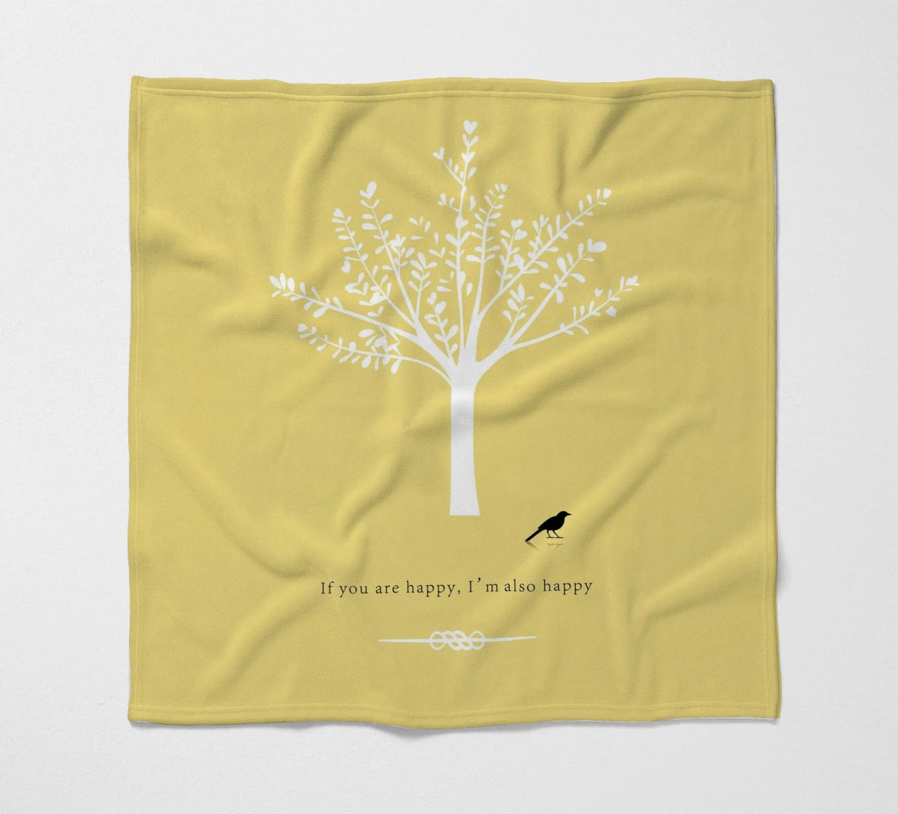 Tree and bird coperta in pile da natural neutral