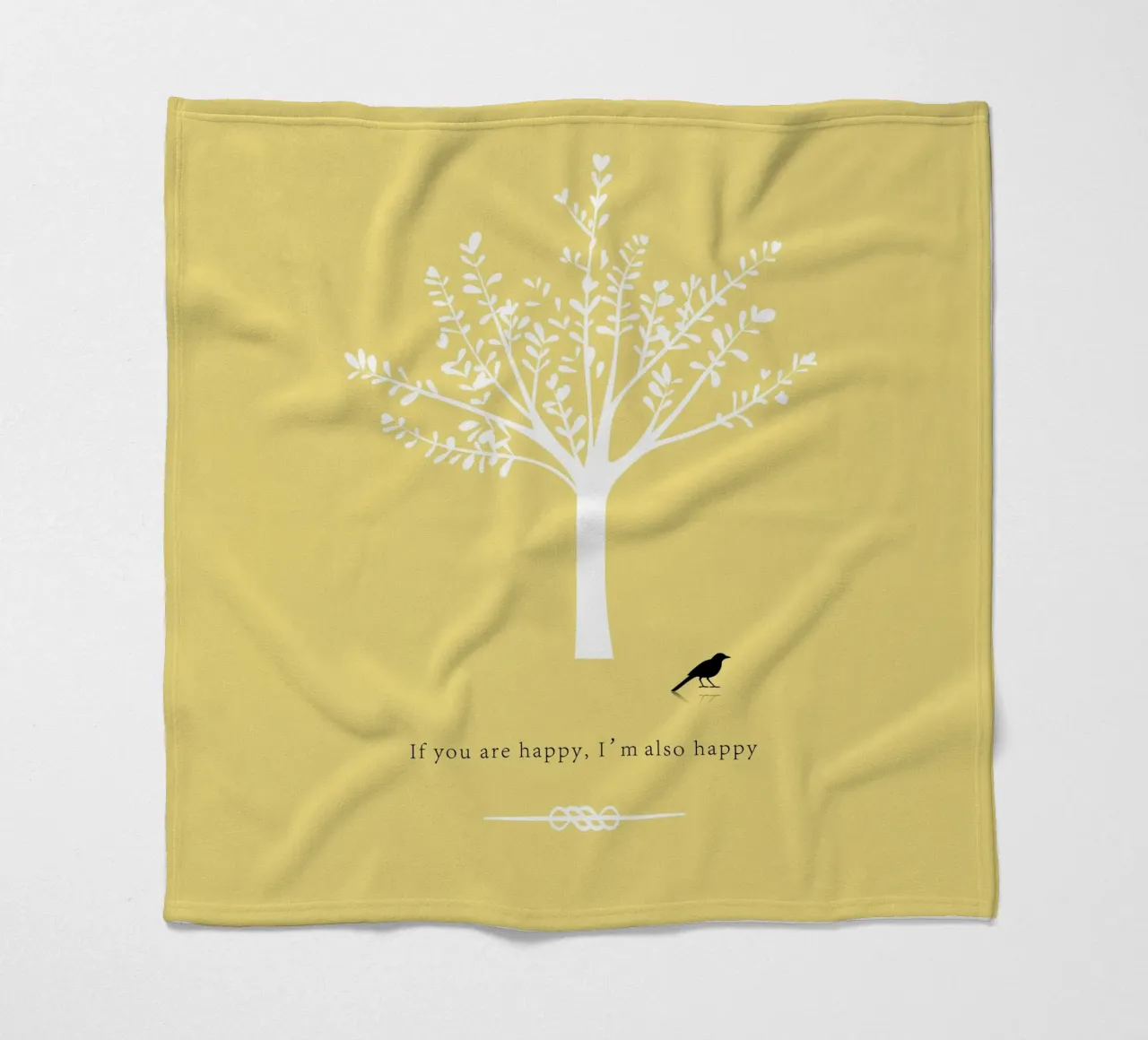 Tree and bird coperta in pile da natural neutral