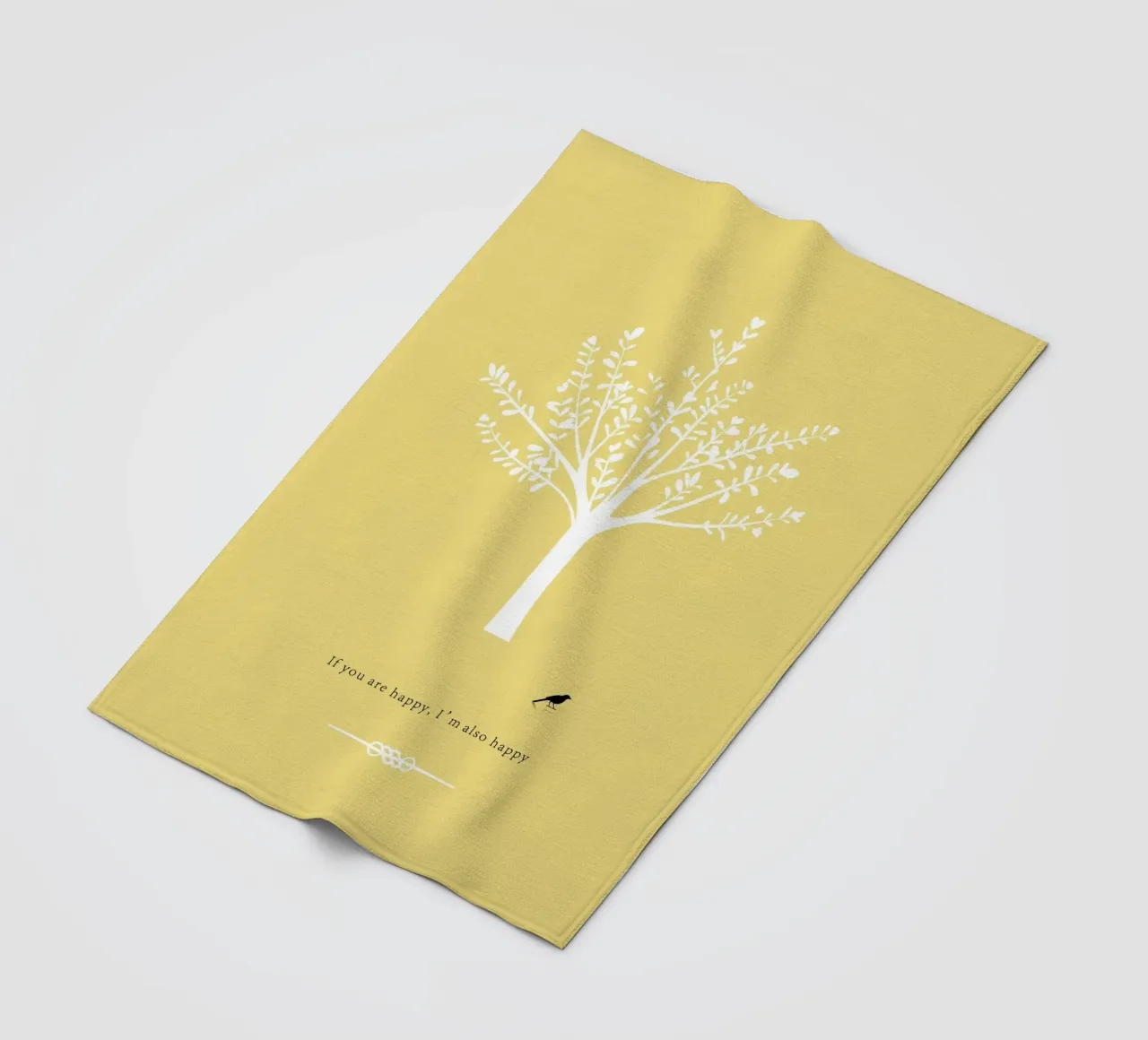Tree and bird coperta in pile da natural neutral