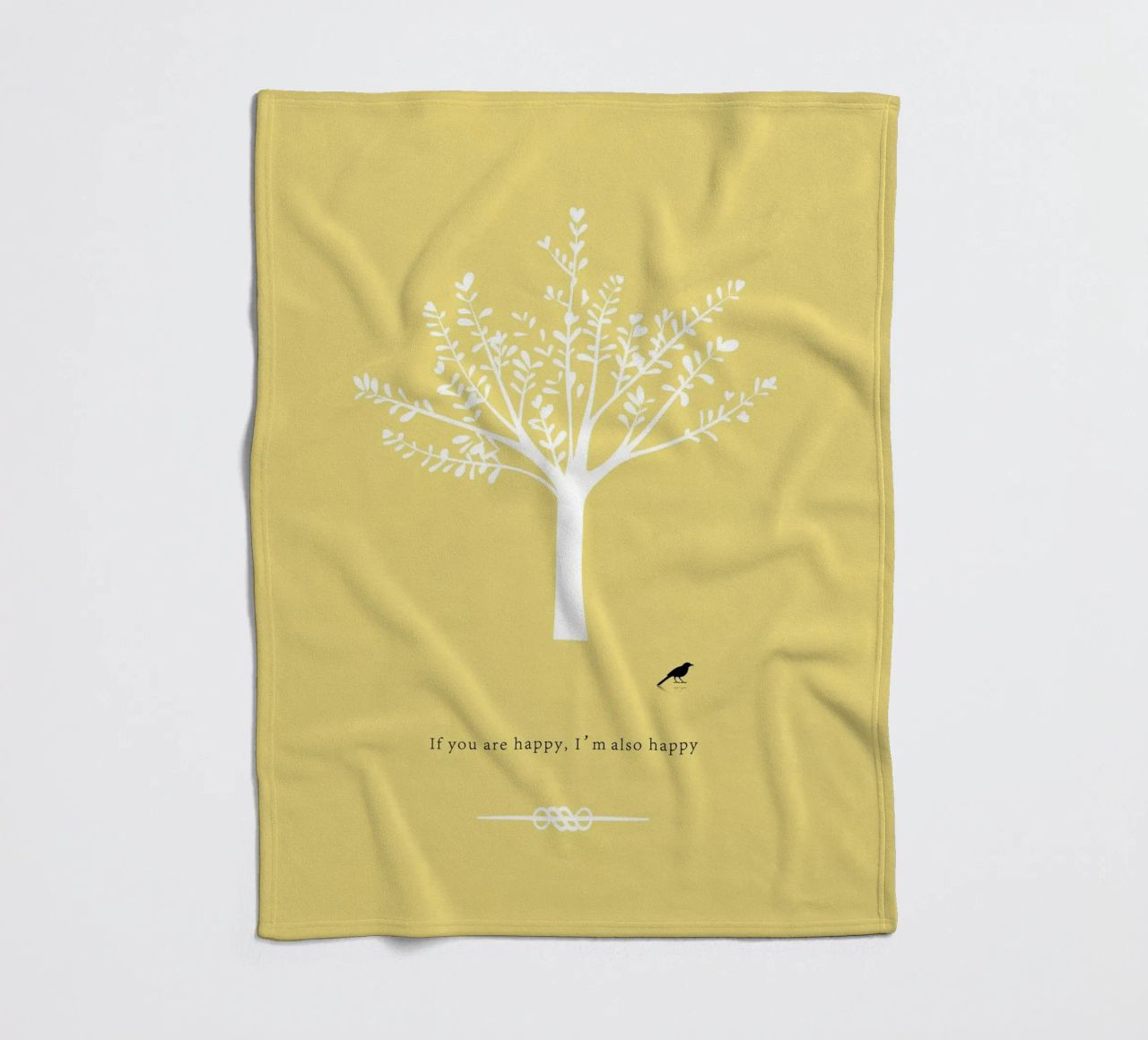 Tree and bird coperta in pile da natural neutral