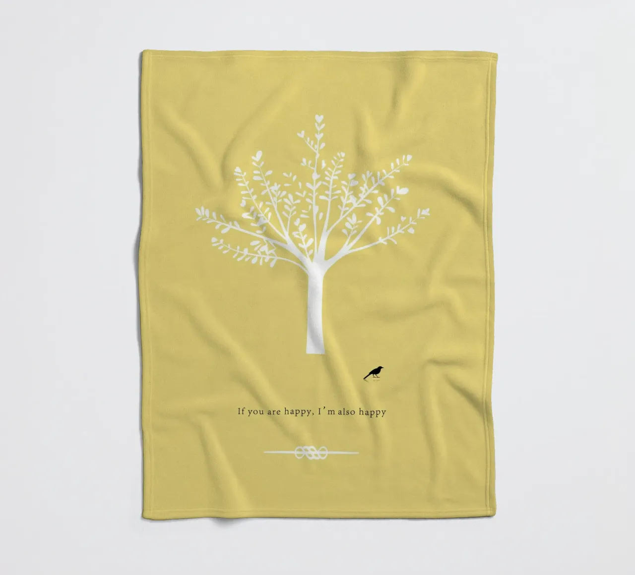 Tree and bird coperta in pile da natural neutral