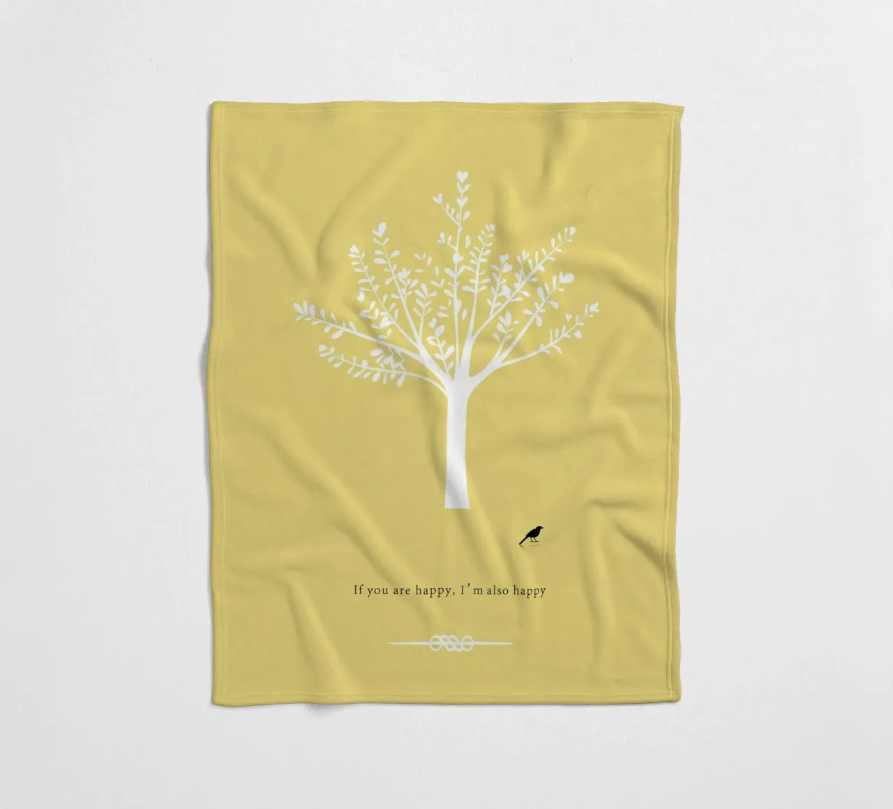Tree and bird coperta in pile da natural neutral