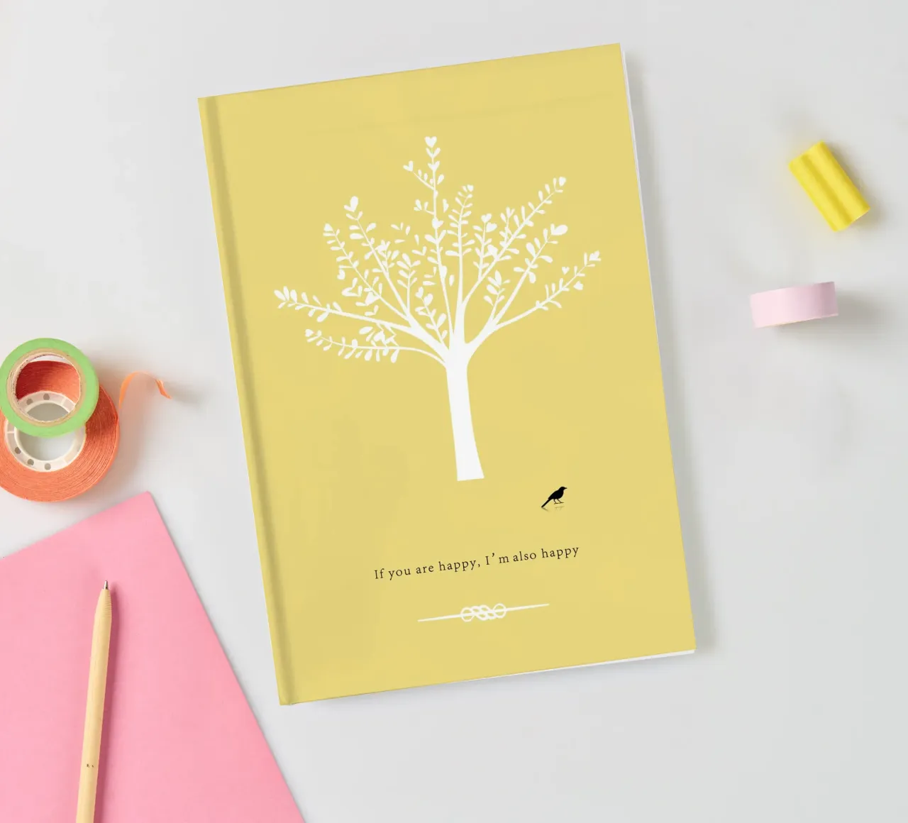 Tree and bird notebook by natural neutral