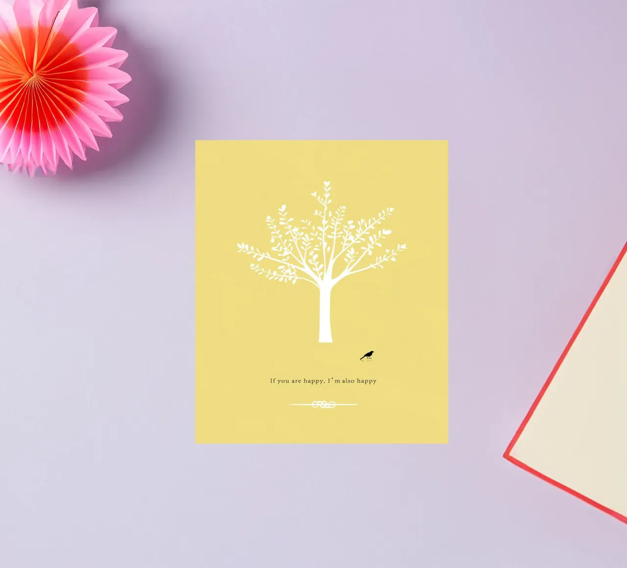 Tree and bird pegatina de natural neutral