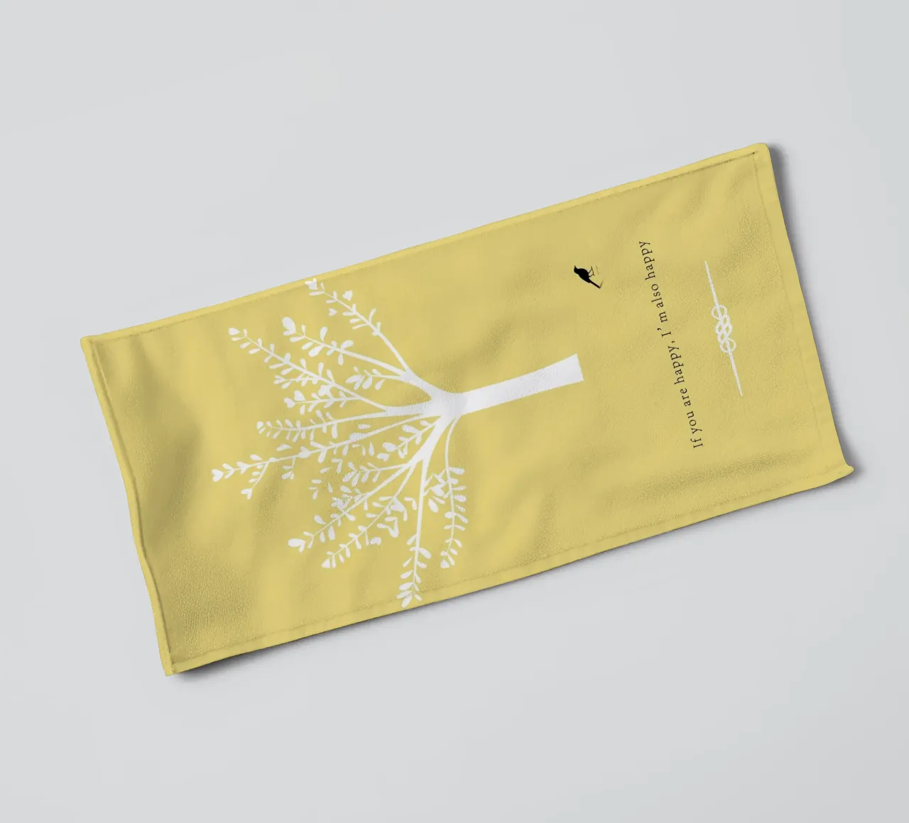 Tree and bird badhanddoek van natural neutral