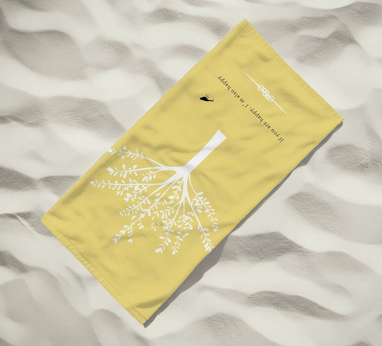 Tree and bird serviette de plage de natural neutral