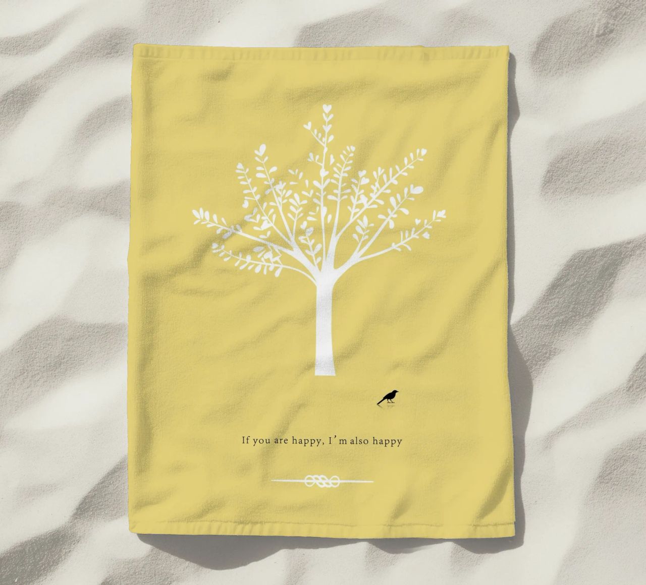 Tree and bird serviette de plage de natural neutral