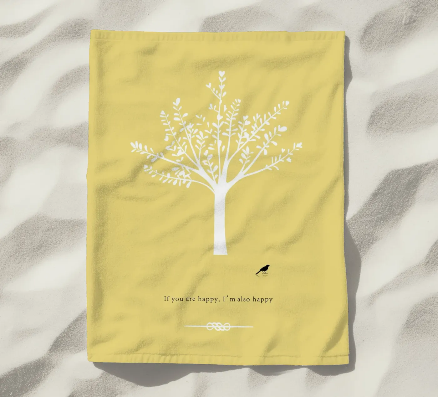 Tree and bird telo mare da natural neutral