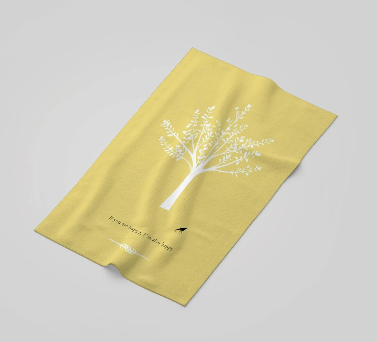 Tree and bird serviette de plage de natural neutral