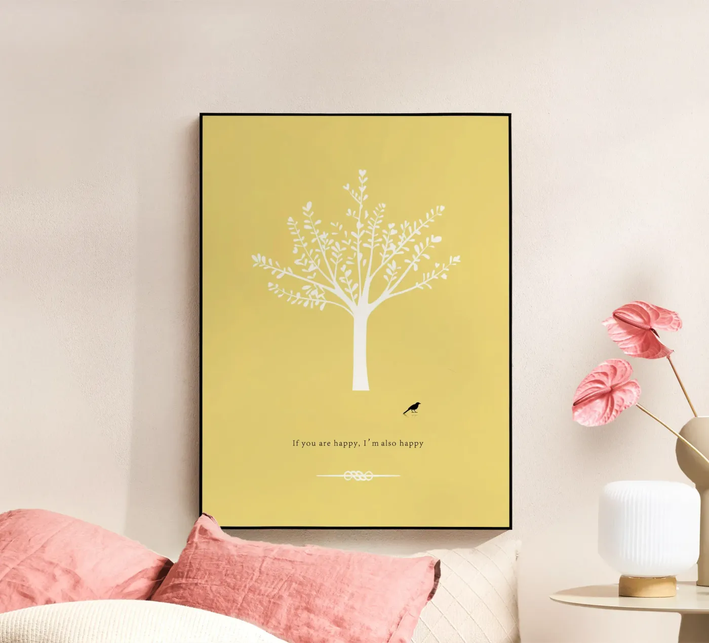 Tree and bird plexiglass da natural neutral