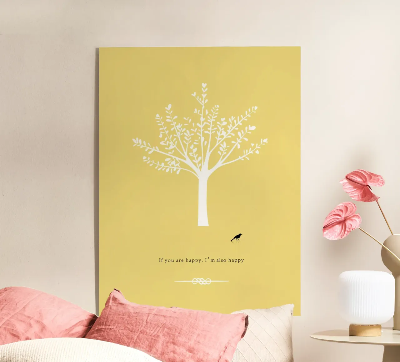 Tree and bird plexiglass da natural neutral