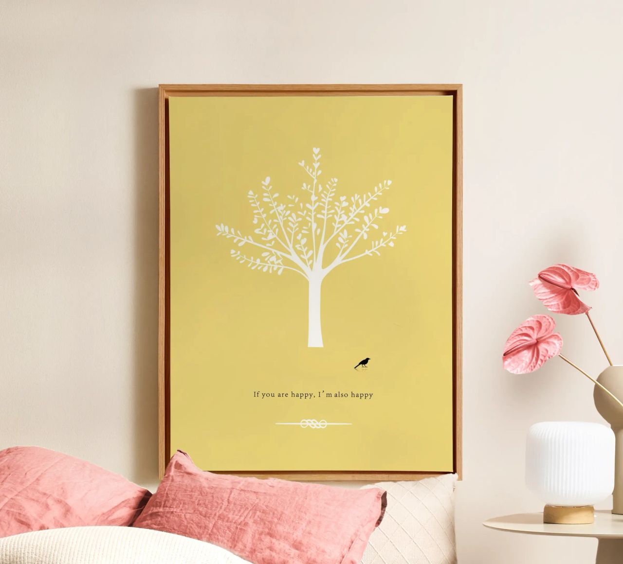 Tree and bird tela da natural neutral
