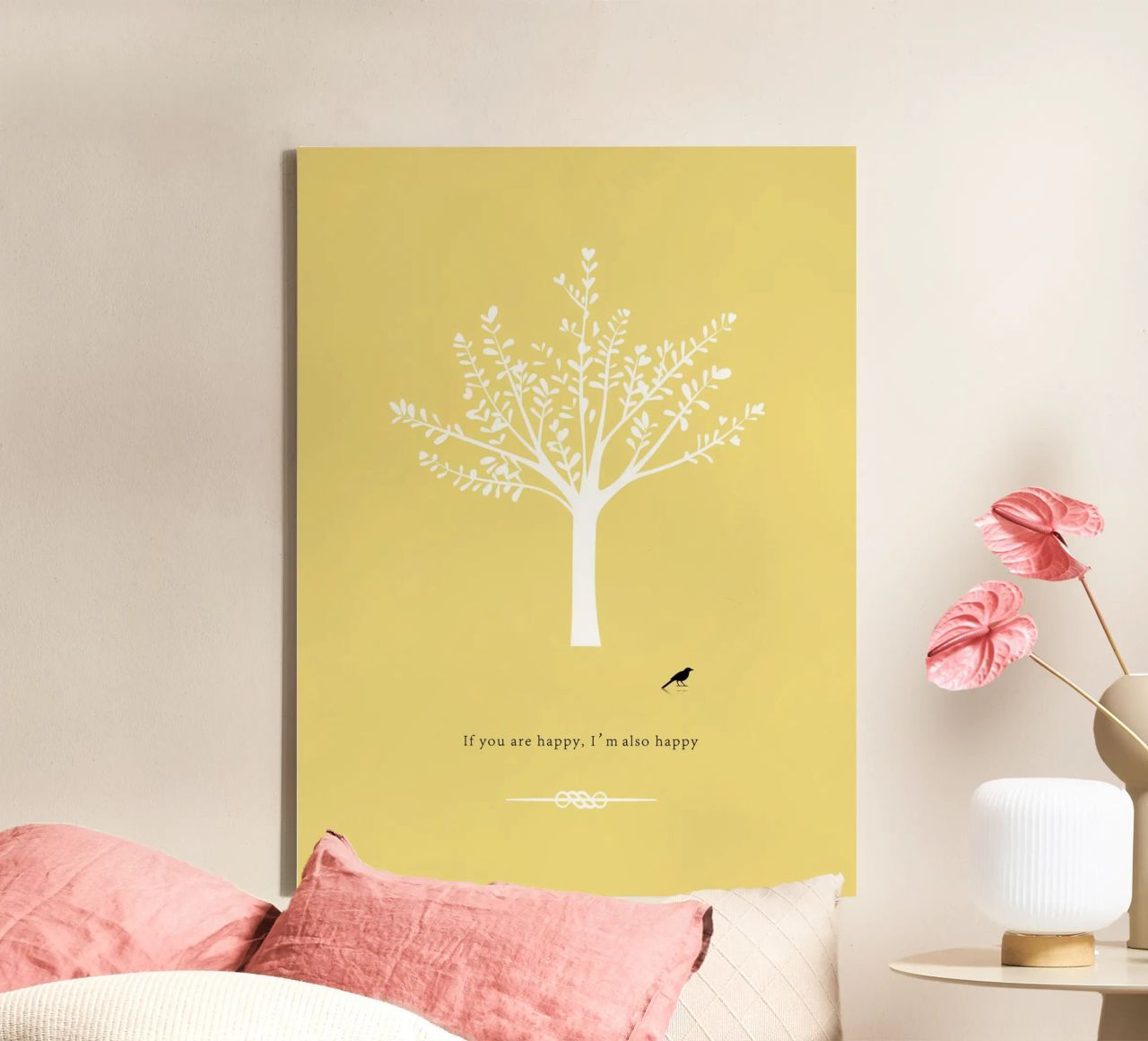 Tree and bird tela da natural neutral