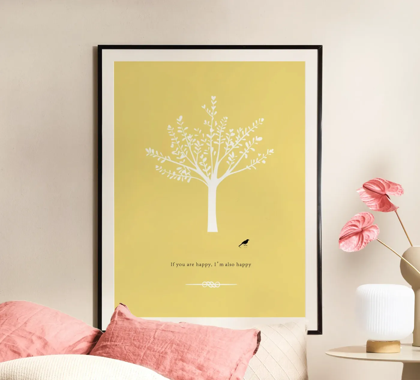 Tree and bird poster da natural neutral