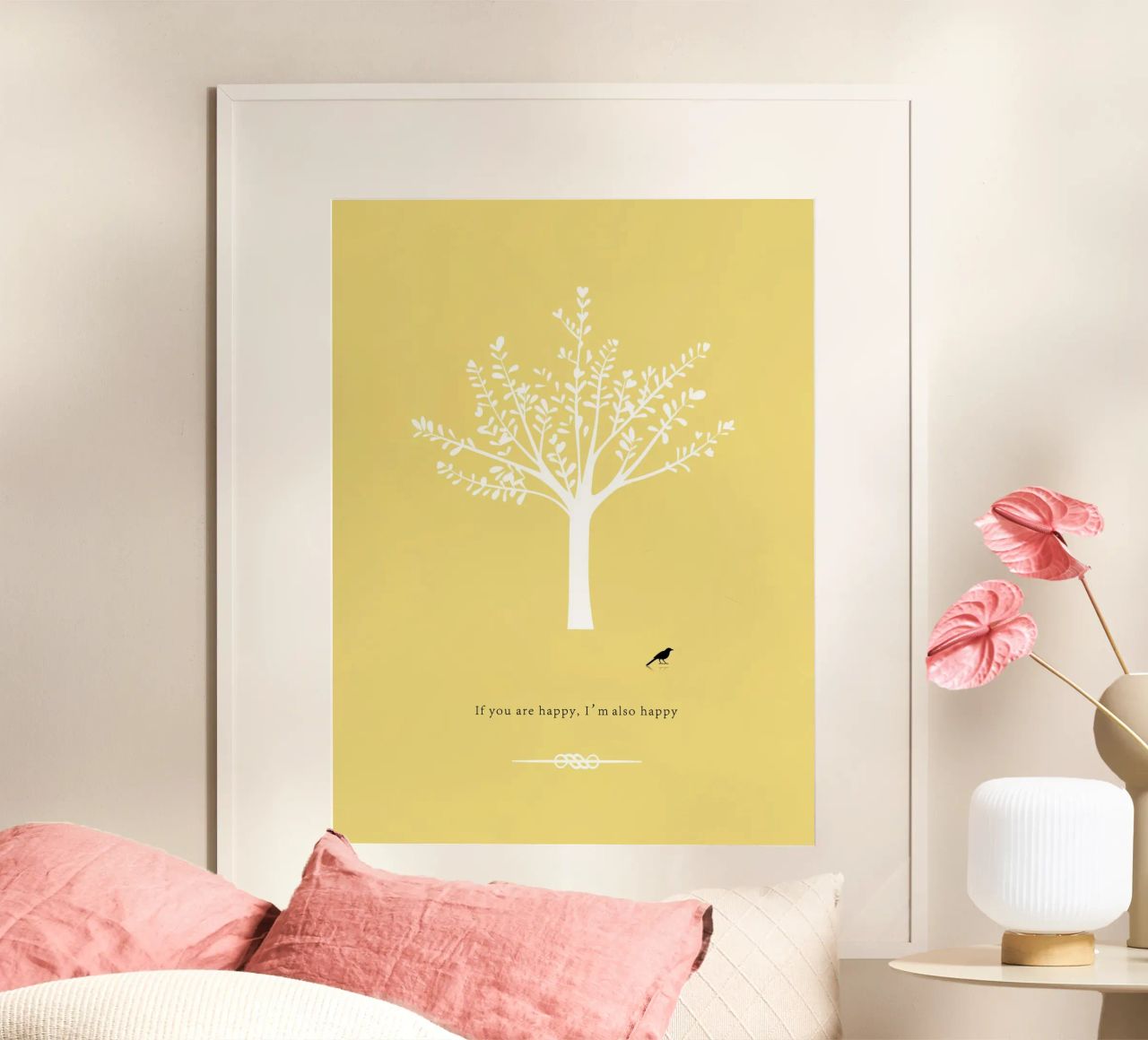 Tree and bird poster de natural neutral