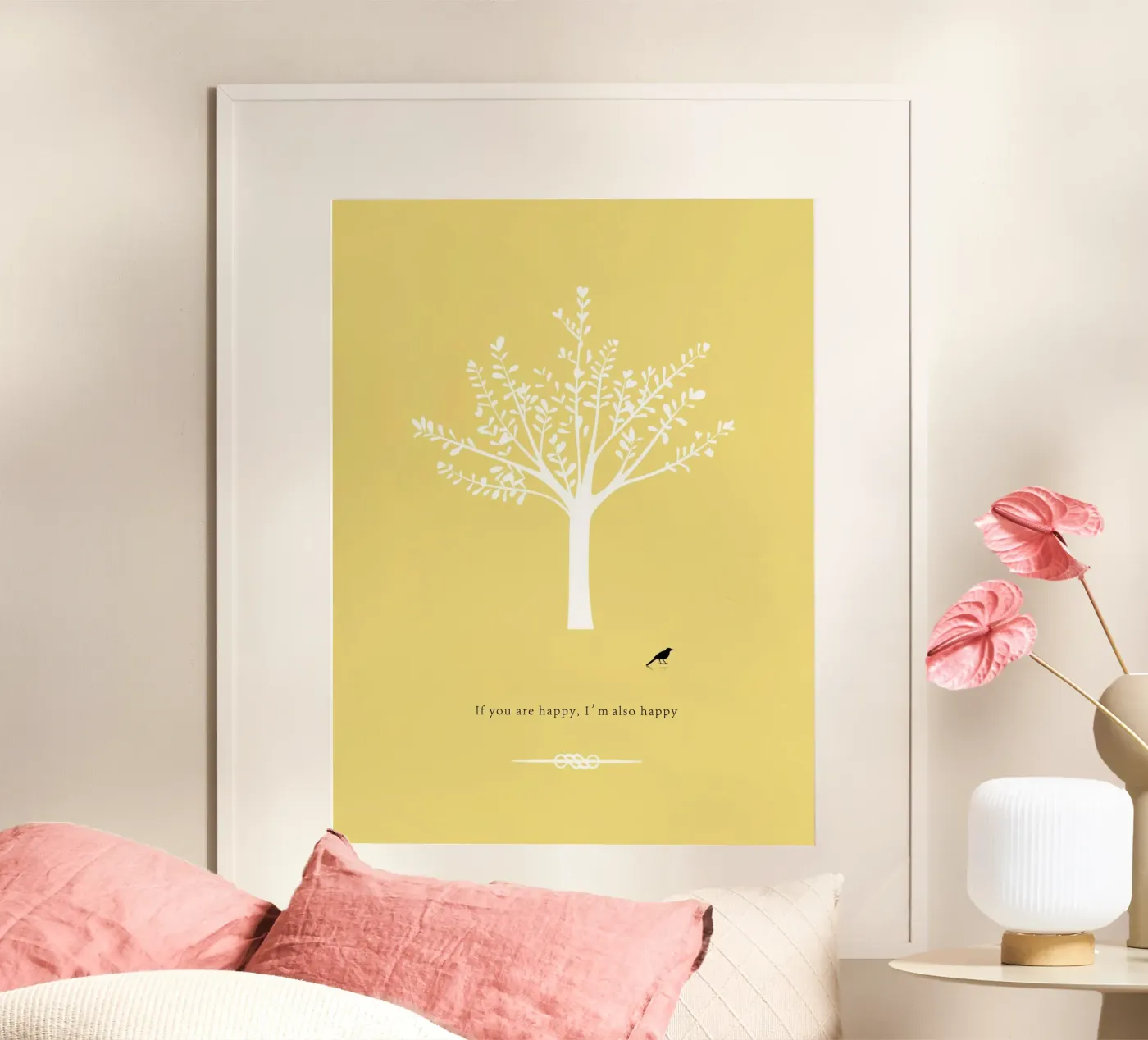 Tree and bird poster da natural neutral