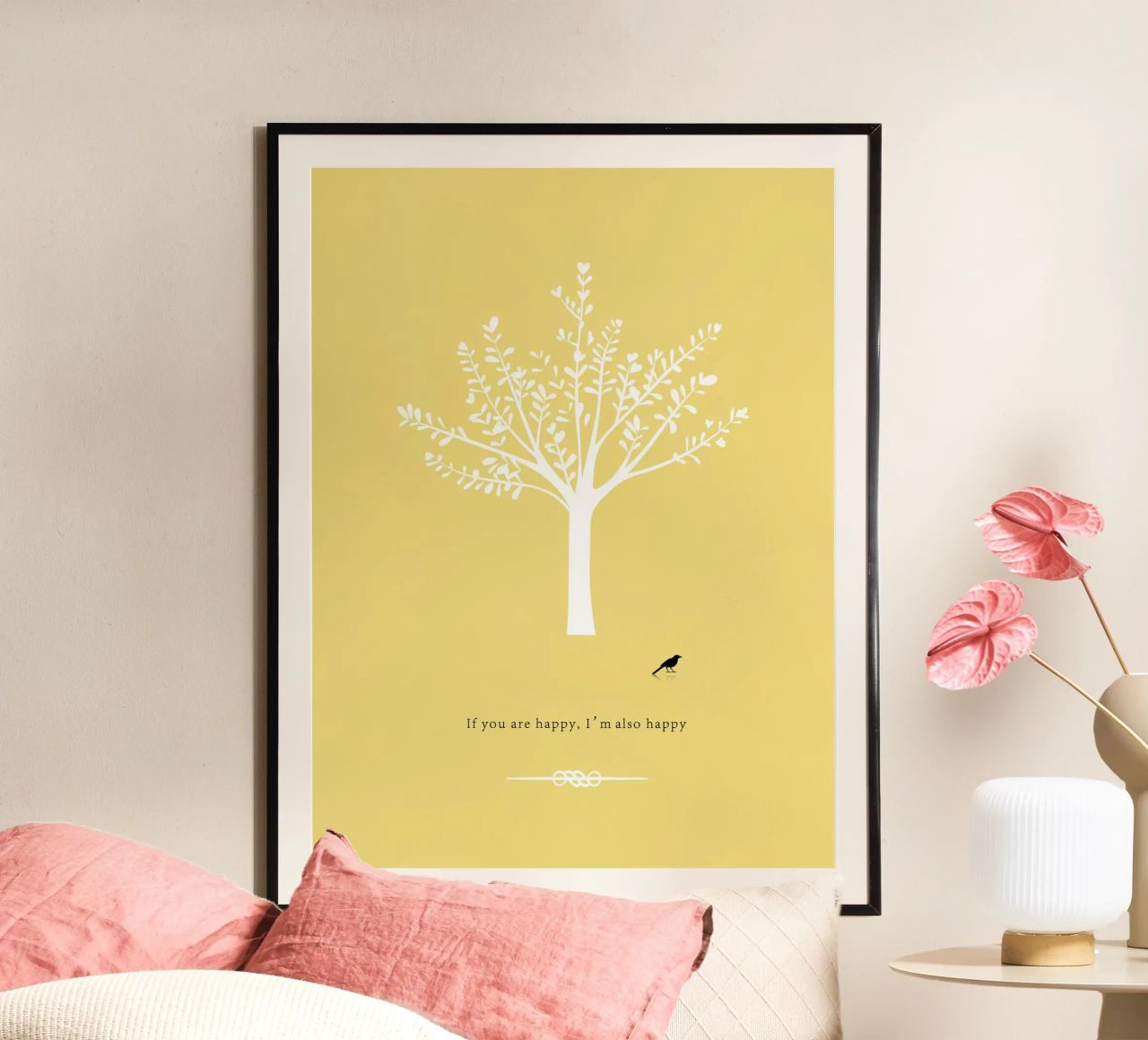 Tree and bird poster de natural neutral
