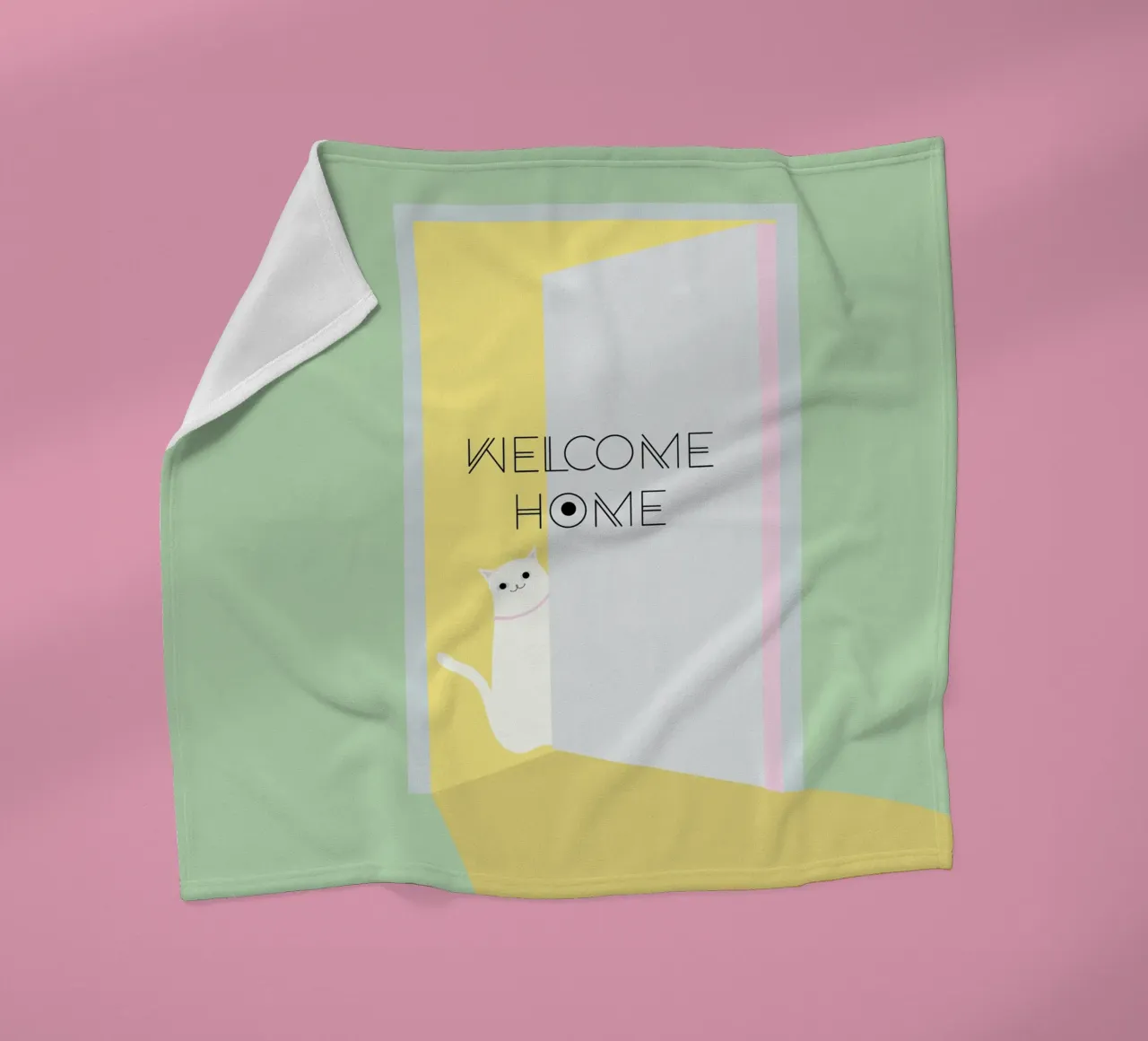 Welcome home cat fleece blanket by natural neutral