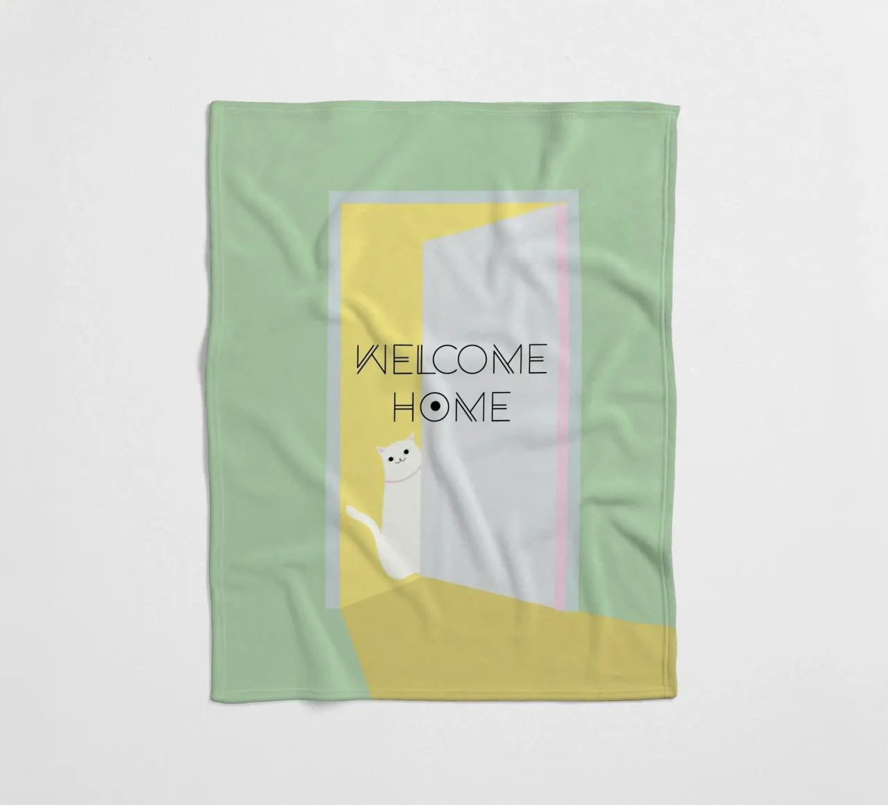 Welcome home cat fleece blanket by natural neutral