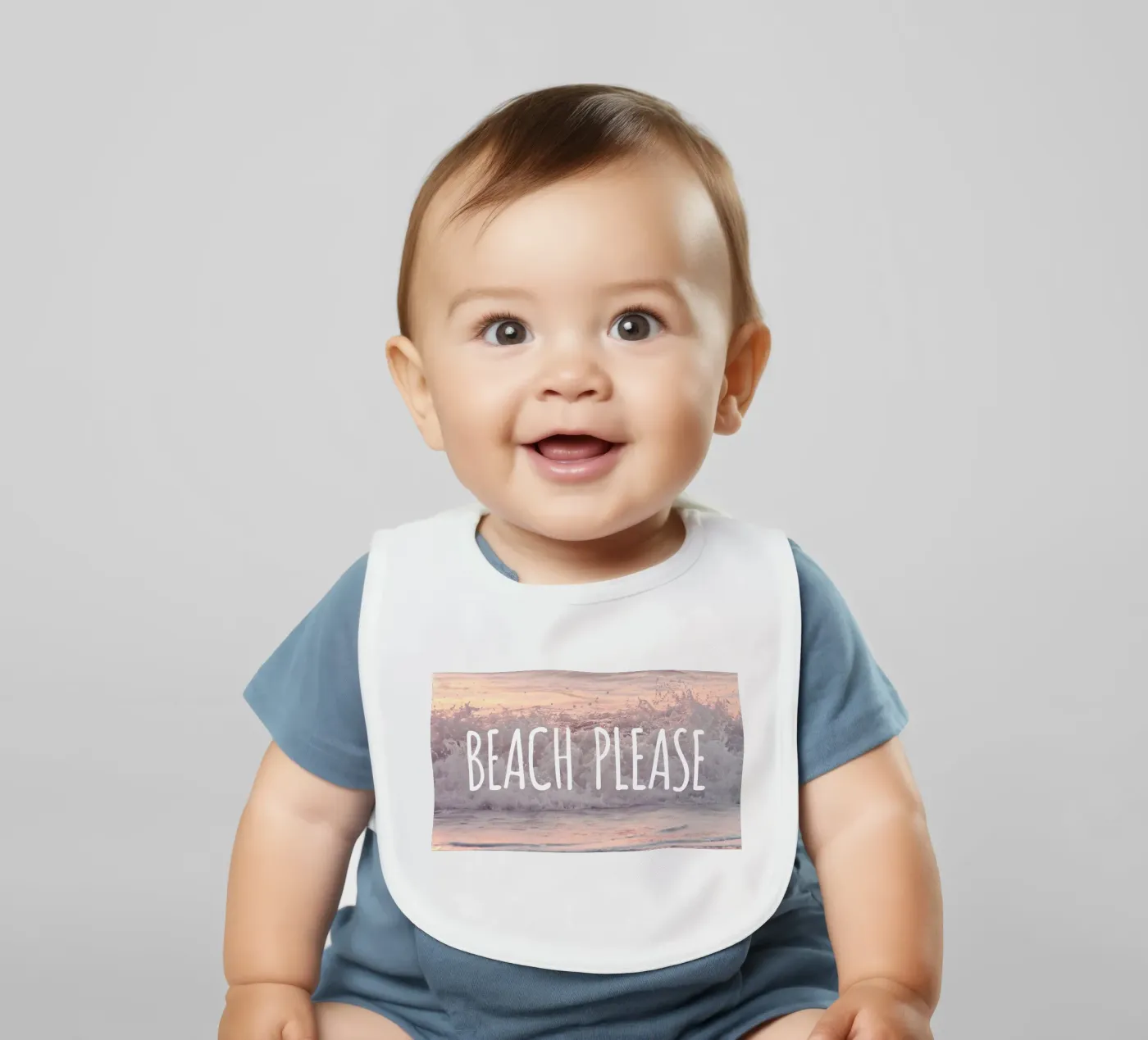 Beach Please baby bib by Monika Strigel