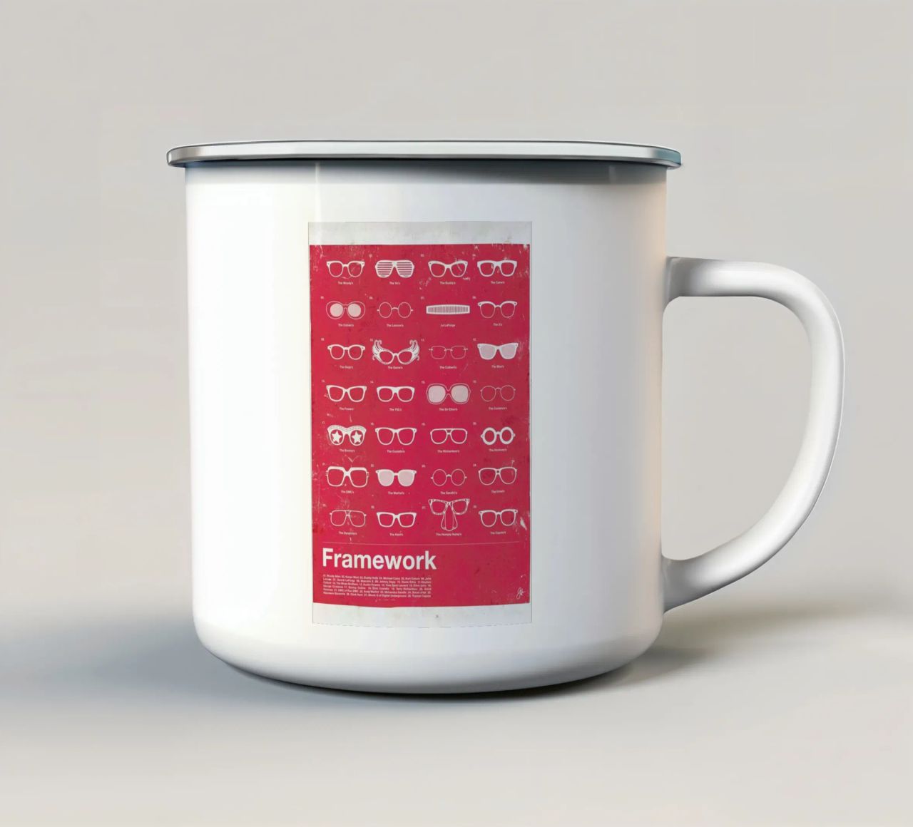 Framework tazza in smalto da Moxy Creative House