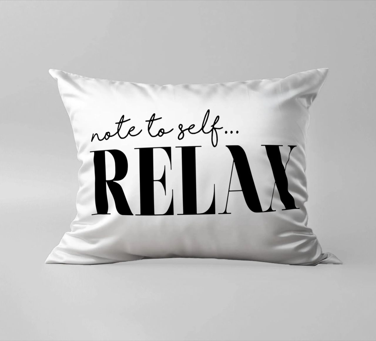 Note To Self Relax decorative cushion by THE MOTIVATED TYPE