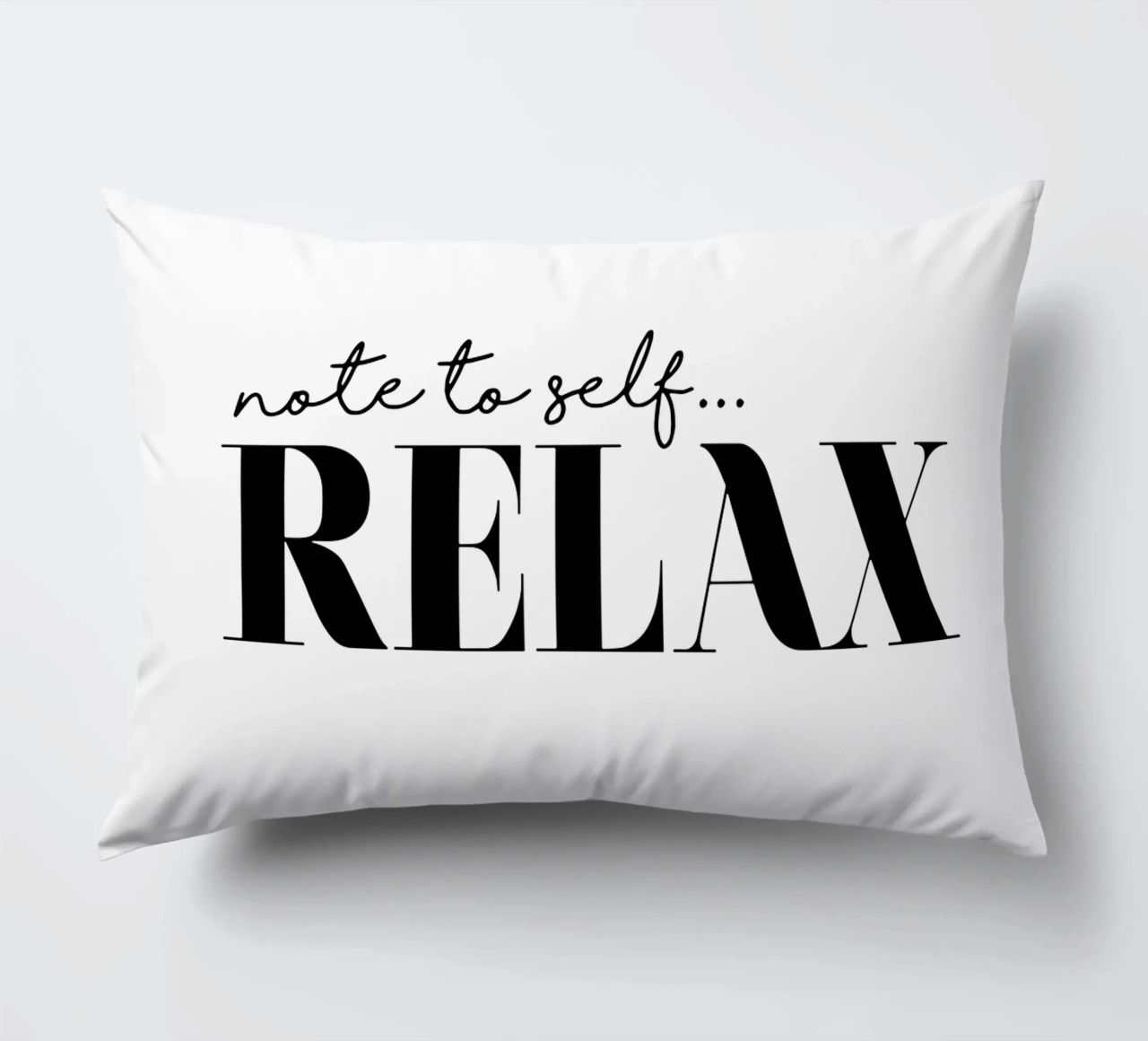 Note To Self Relax decorative cushion by THE MOTIVATED TYPE