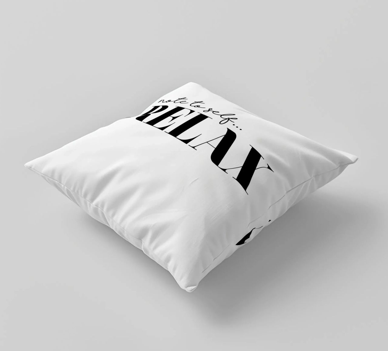 Note To Self Relax decorative cushion by THE MOTIVATED TYPE