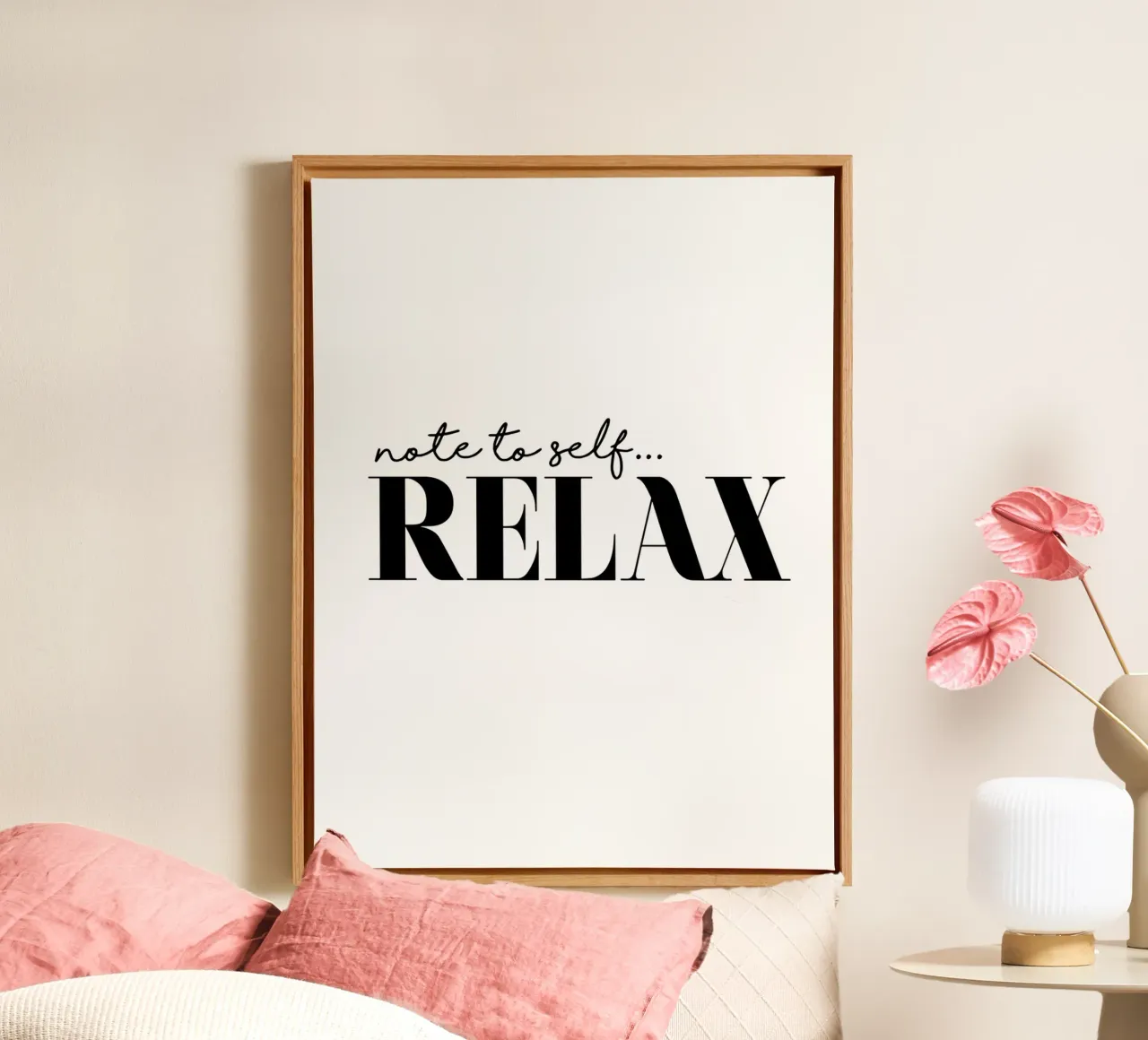 Note To Self Relax canvas with Floater frame by THE MOTIVATED TYPE