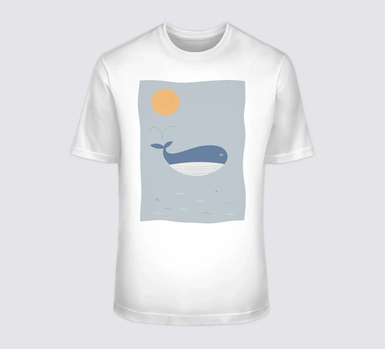 The sun and a whale on the ocean t-shirt da natural neutral