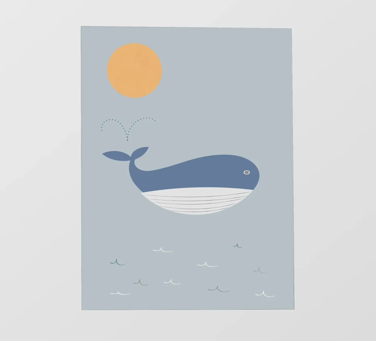 The sun and a whale on the ocean Fototapete von natural neutral