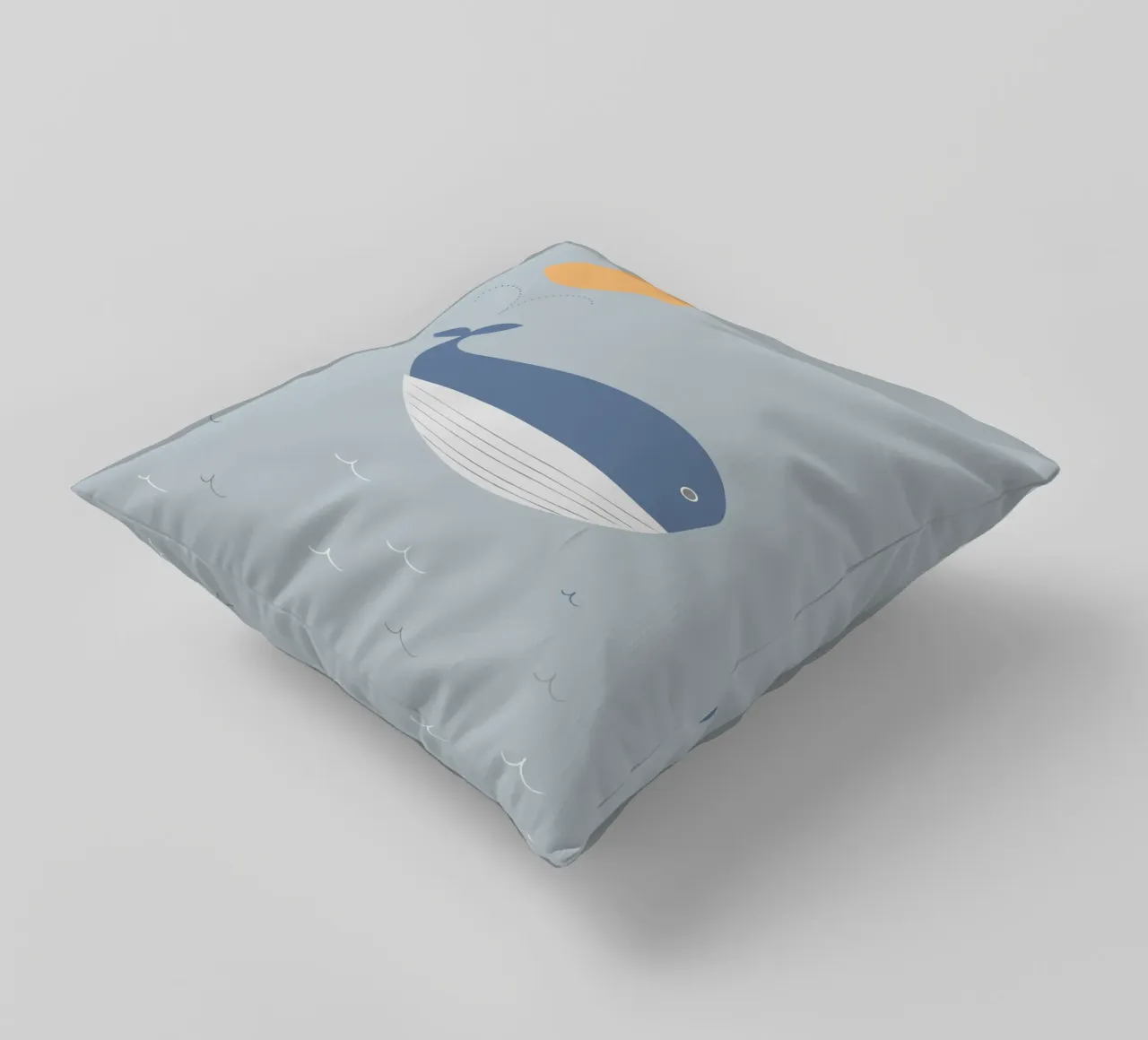 The sun and a whale on the ocean cuscino da natural neutral