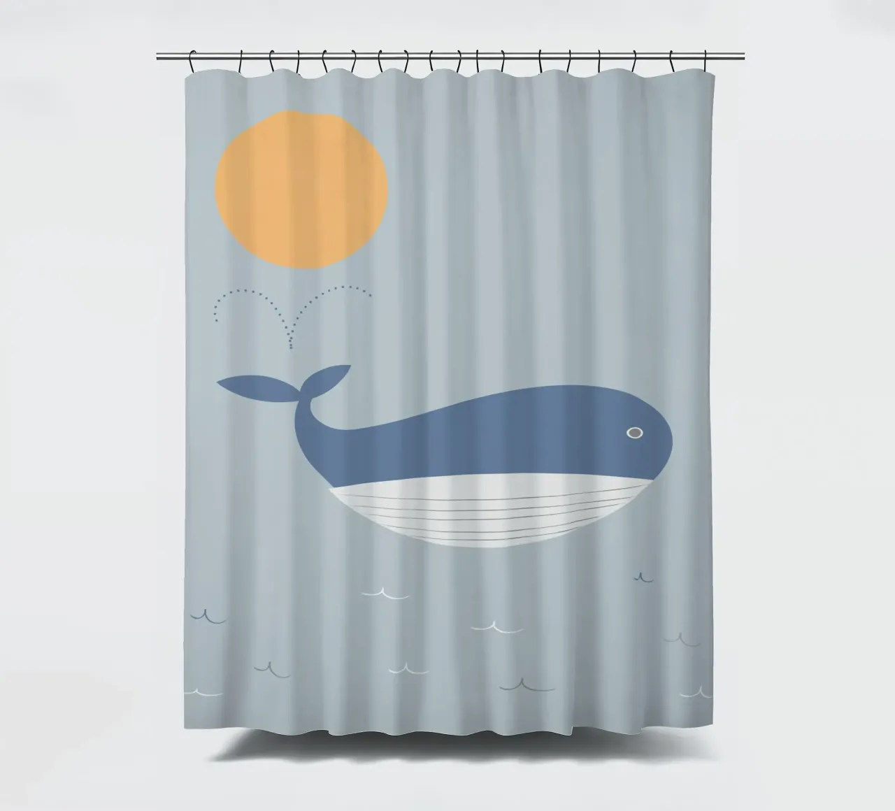 The sun and a whale on the ocean tenda da doccia da natural neutral