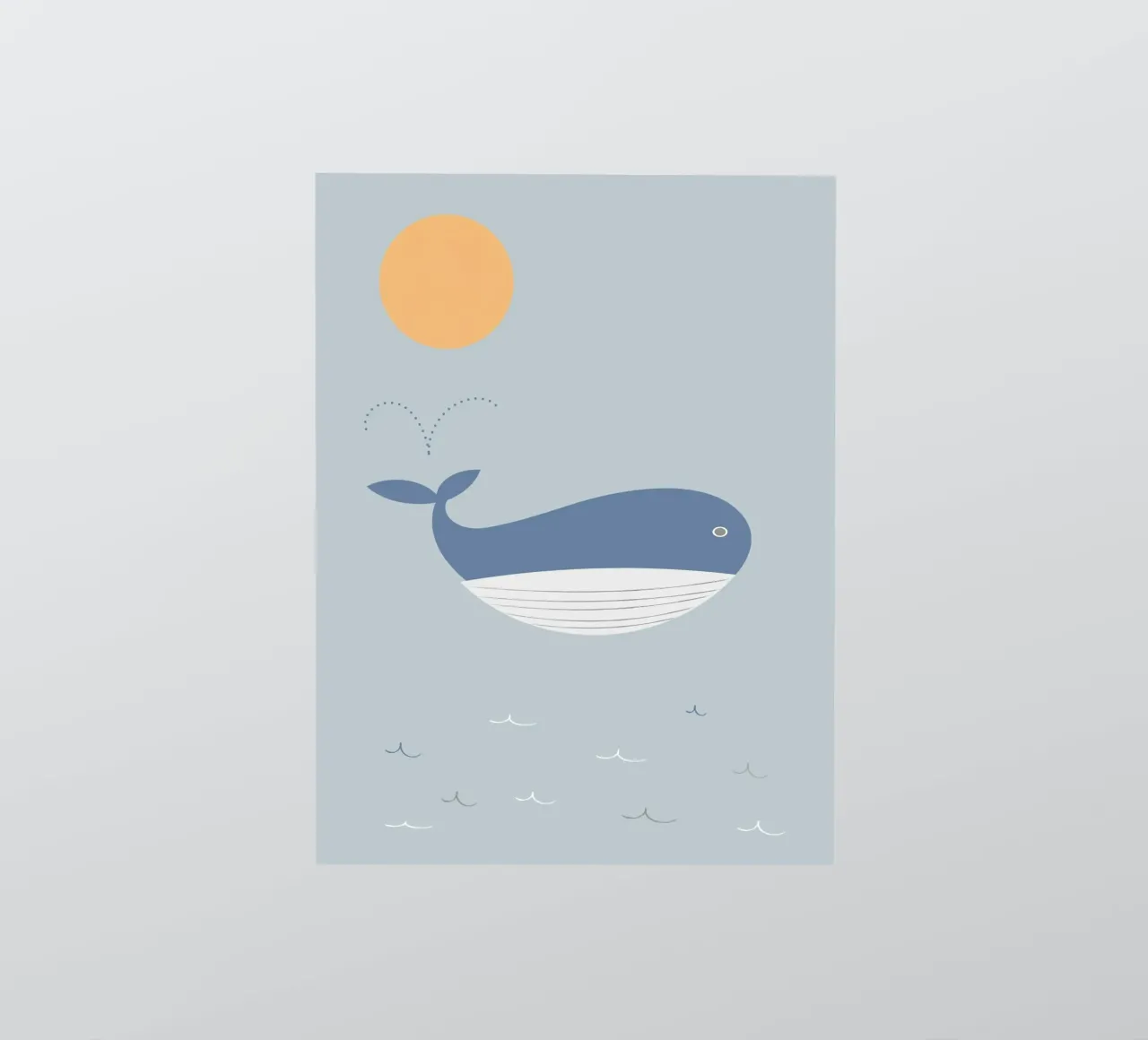 The sun and a whale on the ocean pegatina de natural neutral