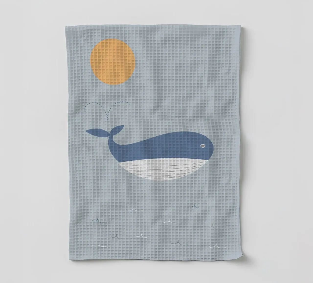 The sun and a whale on the ocean canovaccio da cucina da natural neutral