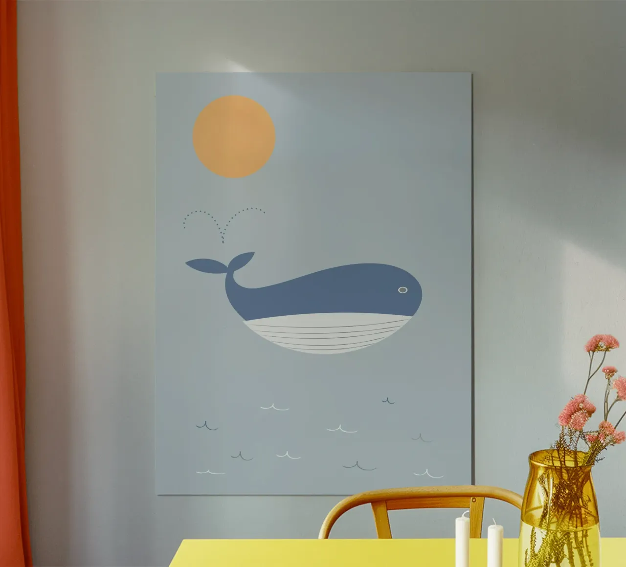 The sun and a whale on the ocean carta hahnemühle da natural neutral