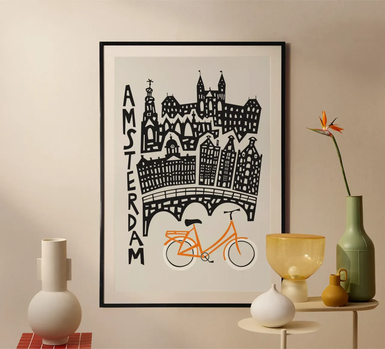 Paesaggio urbano di Amsterdam poster con telaio in alluminio da Fox & Velvet