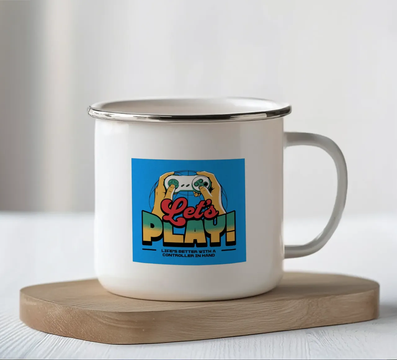 Il gioco Lets Play è di tendenza ora tazza in smalto da Urban Life