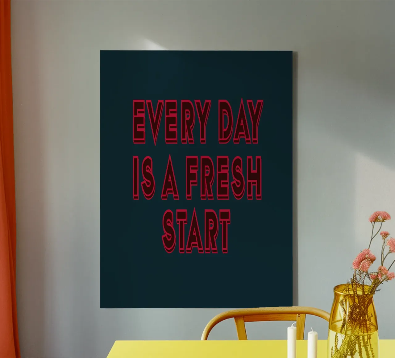 Every Day is a Fresh Start canvas with Floater frame by inspirational quote