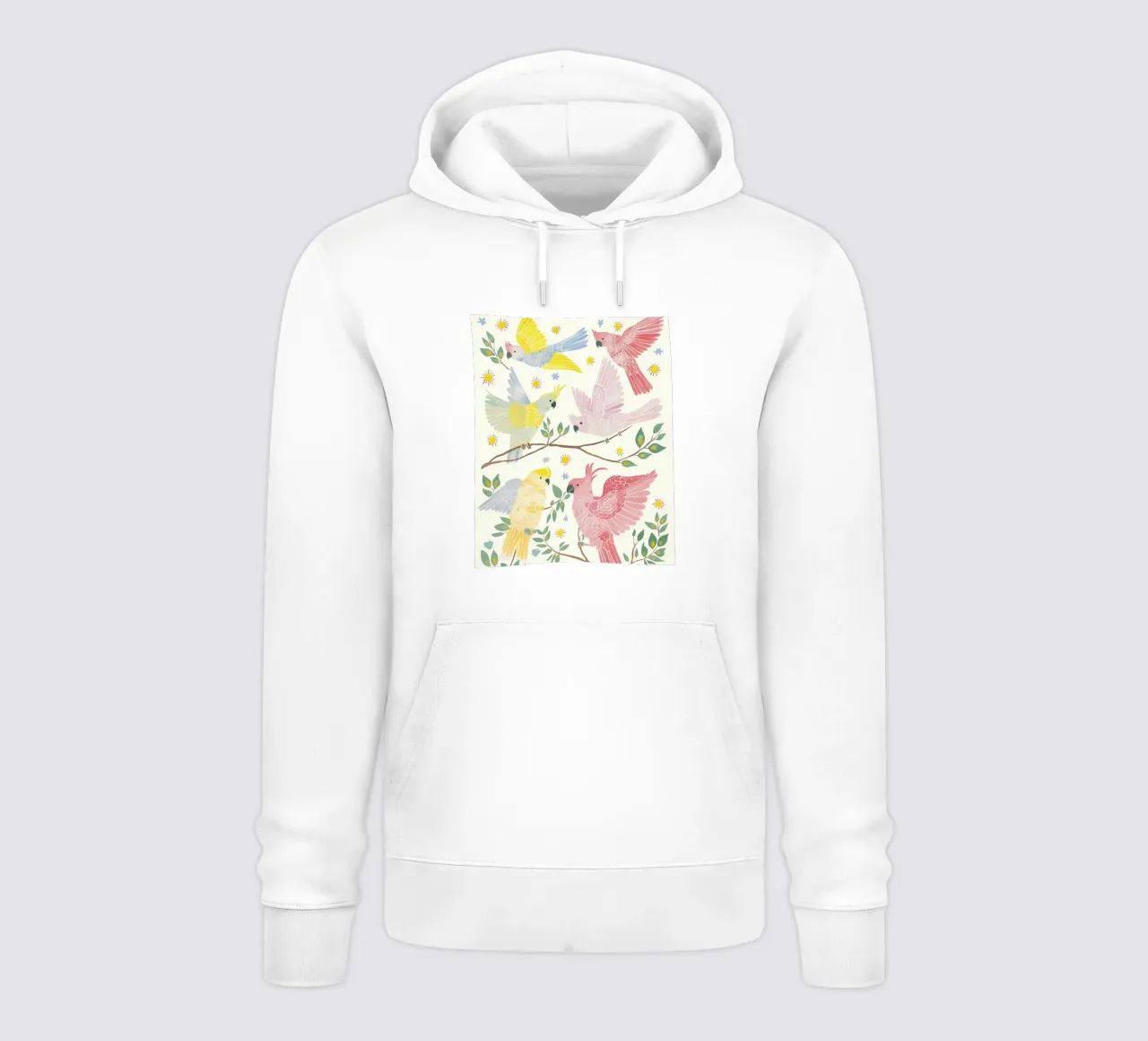 Estroso Cacatua Pappagalli Uccelli in Botanical Floral felpa con cappuccio da Gentle Echoes Art