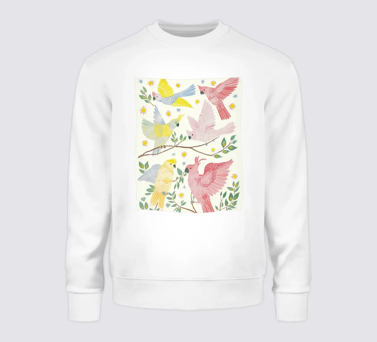 Estroso Cacatua Pappagalli Uccelli in Botanical Floral felpa da Gentle Echoes Art