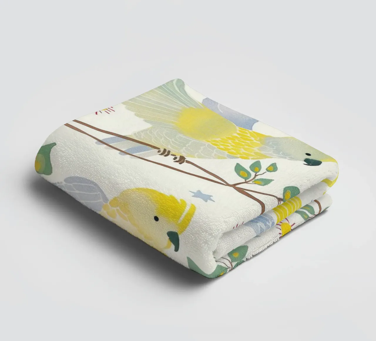 Estroso Cacatua Pappagalli Uccelli in Botanical Floral asciugamano da bagno da Gentle Echoes Art