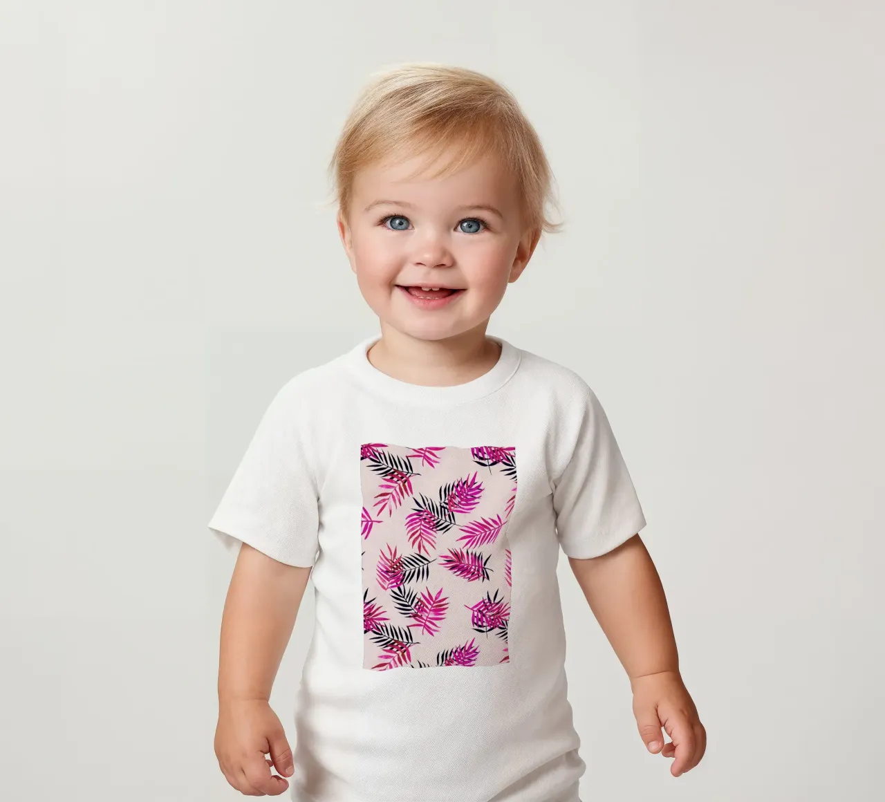 Pink Palm Pattern maglietta neonato da Micklyn Le Feuvre