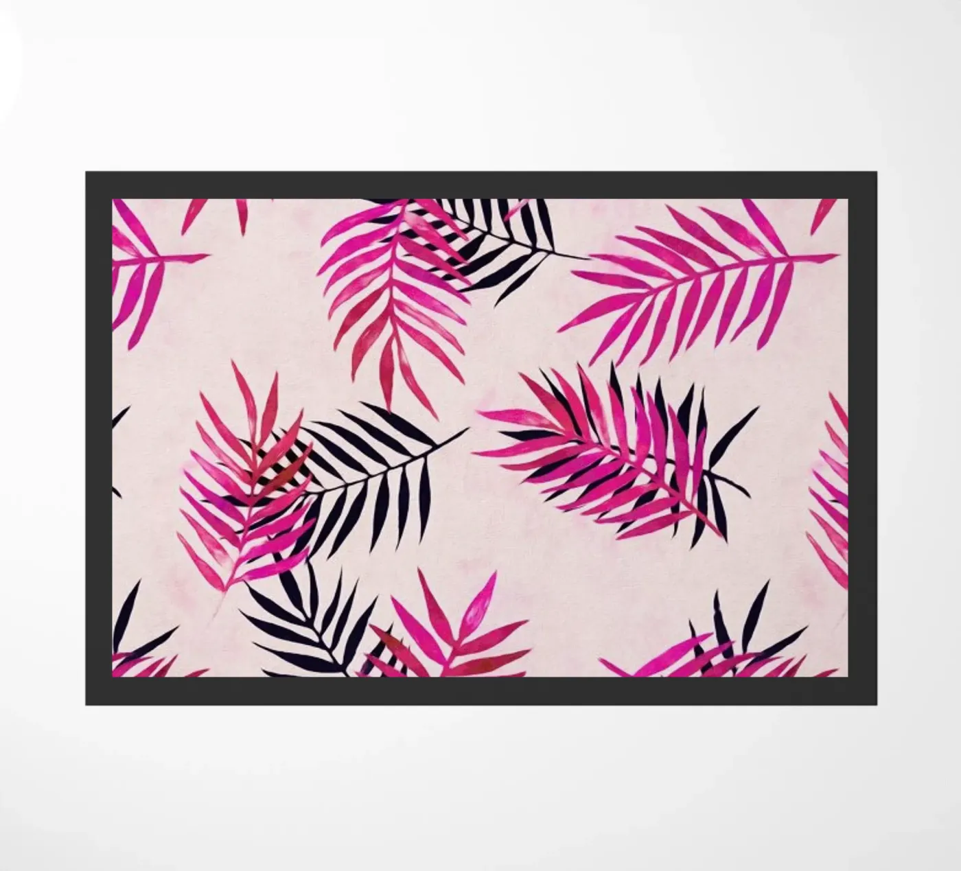 Pink Palm Pattern doormat by Micklyn Le Feuvre