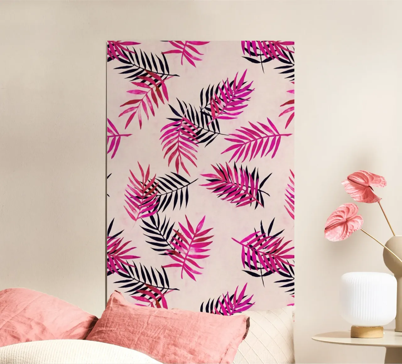 Pink Palm Pattern poster by Micklyn Le Feuvre