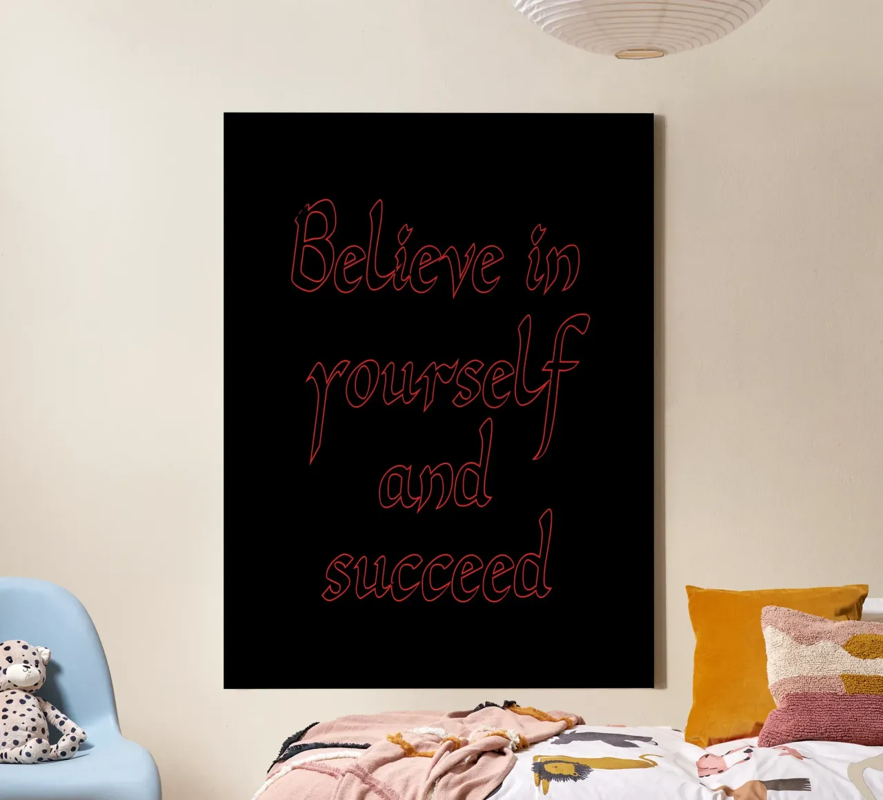 Cree en ti mismo y triunfa lienzo con Marco flotante de inspirational quote