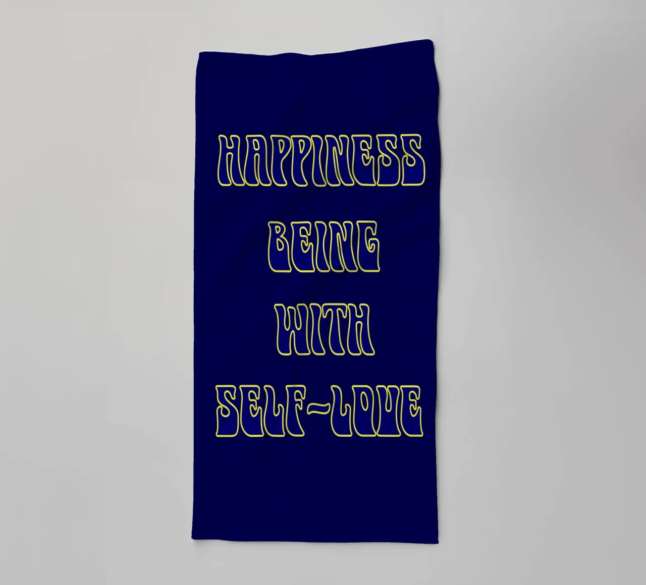 Happiness is Being with Self-Love - Retro Typography Print towel by inspirational quote