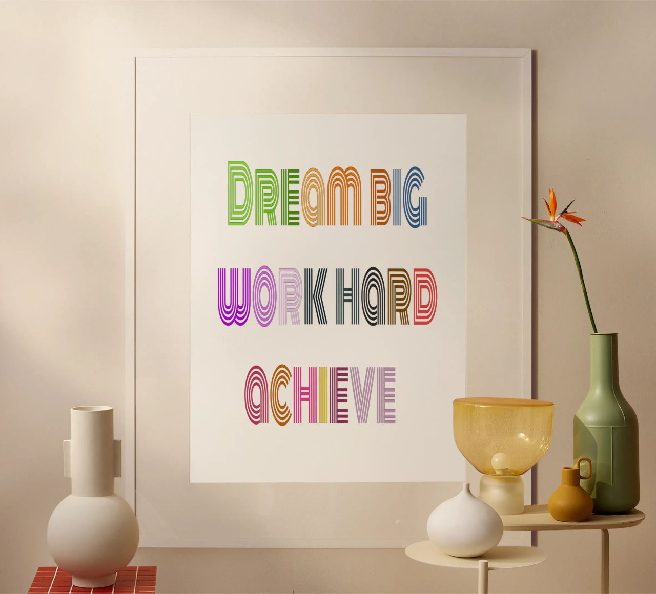Motivationsmantra - Groß träumen, hart arbeiten, etwas erreichen Poster von inspirational quote