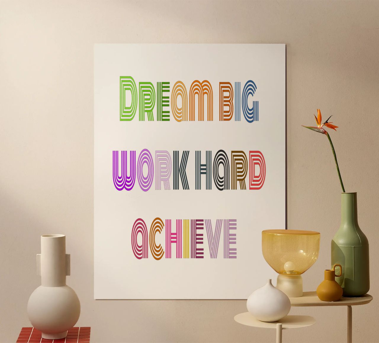 Motivationsmantra - Groß träumen, hart arbeiten, etwas erreichen Poster von inspirational quote