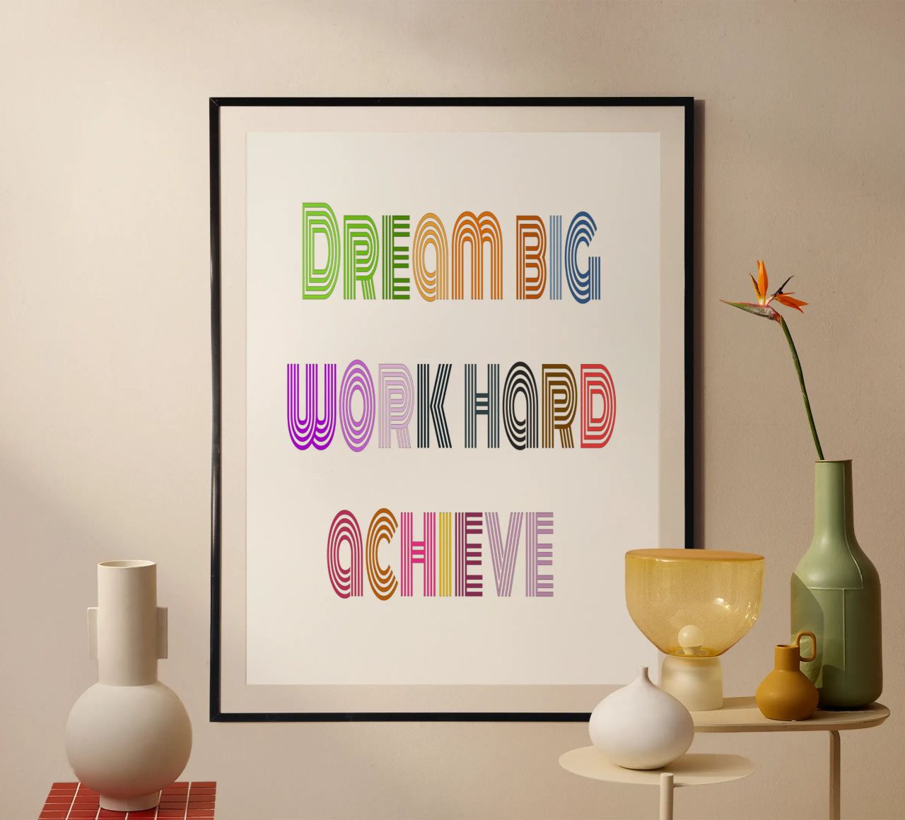 Motivationsmantra - Groß träumen, hart arbeiten, etwas erreichen Poster von inspirational quote